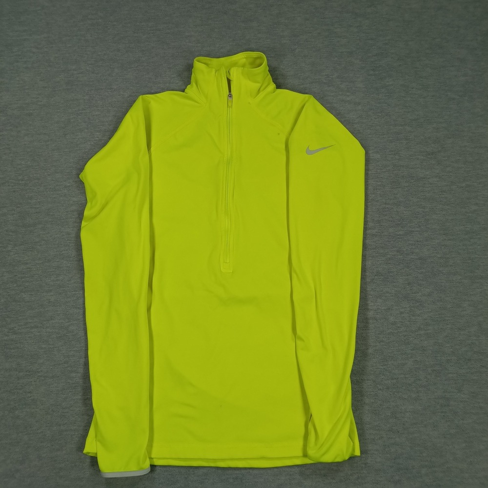 Nike Pro Womens Small Volt Neon Yellow Half Zip Long Sleeve Training Top